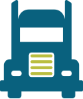 front of large semi-truck
